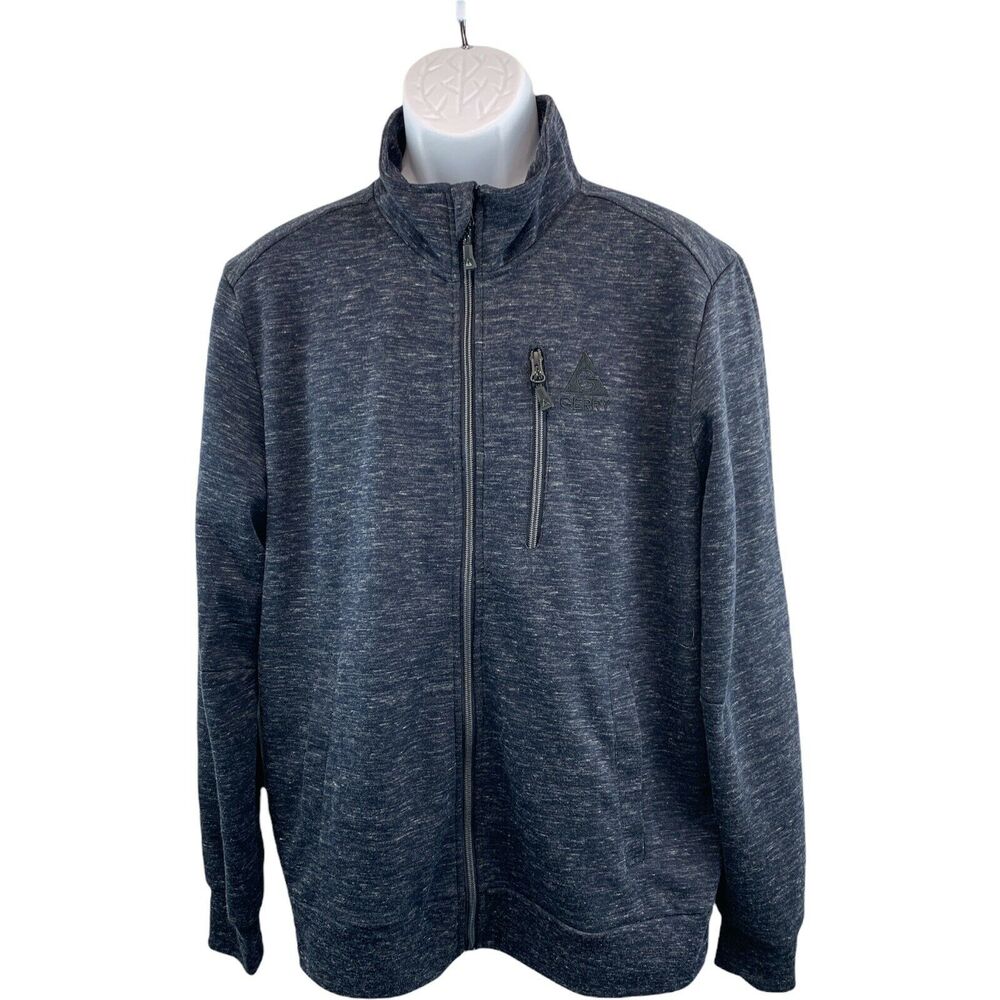 Gerry Mens Size Large Full Zip Jacket Charcoal Gray Chest Zip Pocket Long Sleeve
